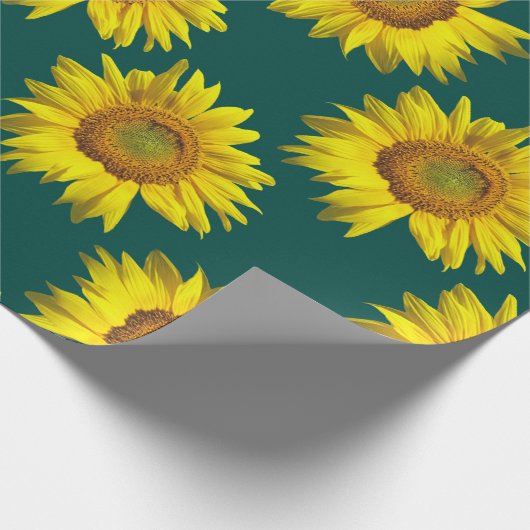 Sonnenblumenmuster Aquamarines Geschenkstück Rolle Geschenkpapier (Ecke)