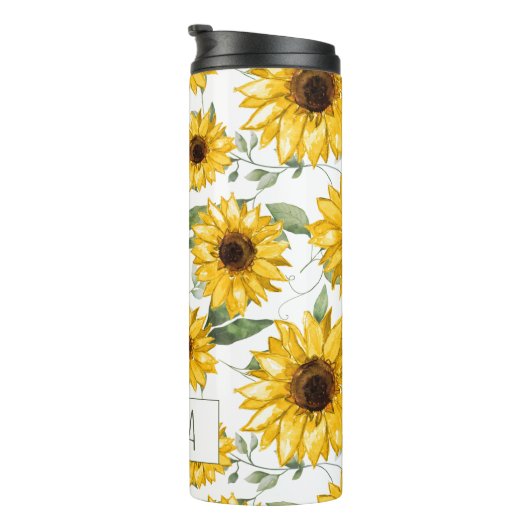 Sonnenblumenmuster Art Thermosbecher (Nach rechts gedreht)