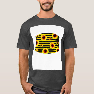 Sonnenblumenmuster auf gelbem gestreiften Hintergr T-Shirt