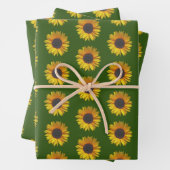 Sonnenblumenmuster auf Grün Geschenkpapier Set (Beispiel)
