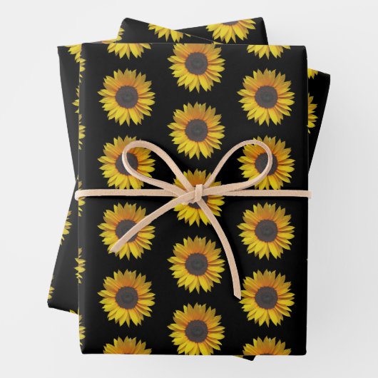 Sonnenblumenmuster auf schwarz geschenkpapier set (Beispiel)