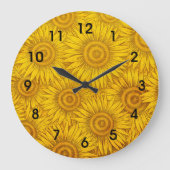 Sonnenblumenmuster, blau gelb, große wanduhr (Vorderseite)
