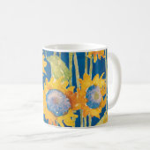 Sonnenblumenmuster Blau Kaffeetasse (VorderseiteRechts)