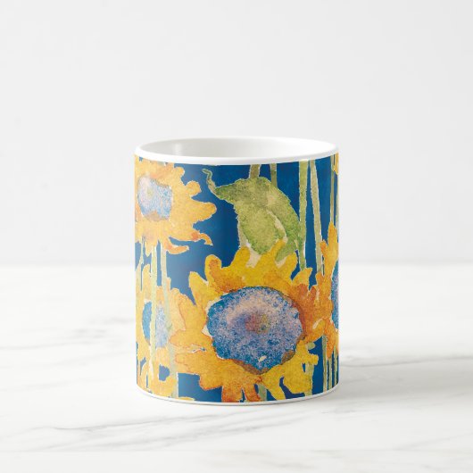Sonnenblumenmuster Blau Kaffeetasse (Mittel)