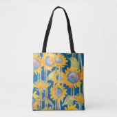Sonnenblumenmuster Blau Tasche (Vorderseite)