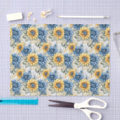 Sonnenblumenmuster Blau und Gelb Decoupage Seidenpapier (Handwerk)