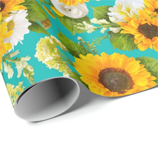 Sonnenblumenmuster Geschenkpapier (Rolleneckpunkt)