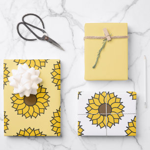 Sonnenblumenmuster Geschenkpapier Set