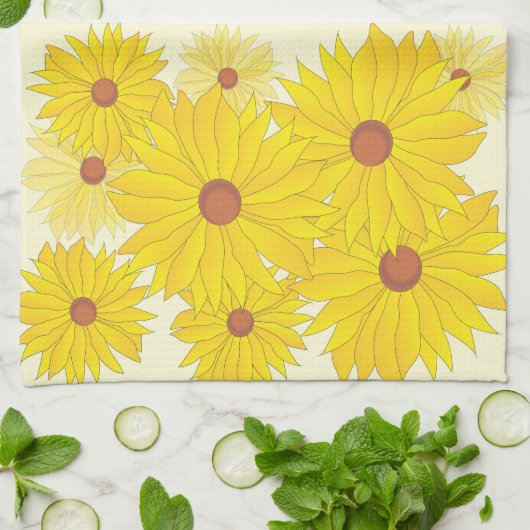 Sonnenblumenmuster Geschirrtuch (Gefaltet)