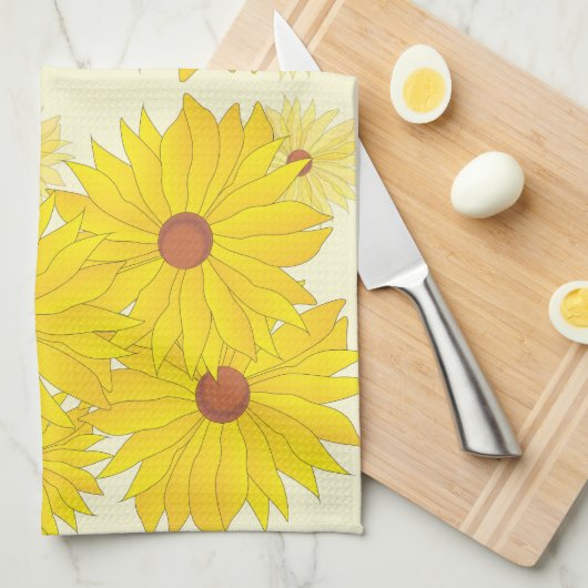 Sonnenblumenmuster Geschirrtuch (Viertel Falte)