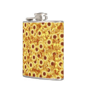 Sonnenblumenmuster - Gold, Gelb und Braun Flachmann (Links)