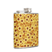 Sonnenblumenmuster - Gold, Gelb und Braun Flachmann (Rechts)