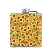 Sonnenblumenmuster - Gold, Gelb und Braun Flachmann (Rückseite)