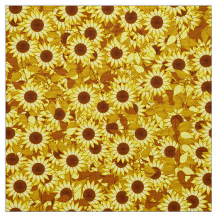 Sonnenblumenmuster - Gold, Gelb und Braun Stoff