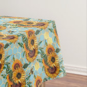 Sonnenblumenmuster Gold Honeycomb Bees Aqua Tischdecke (Beispiel)
