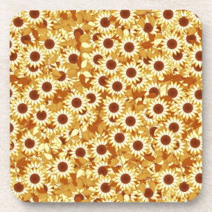 Sonnenblumenmuster, Goldfarben, Gelb und Braun Getränkeuntersetzer