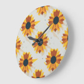 Sonnenblumenmuster im geometrischen Stil Große Wanduhr (Winkel)
