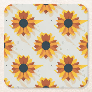 Sonnenblumenmuster im geometrischen Stil Rechteckiger Pappuntersetzer