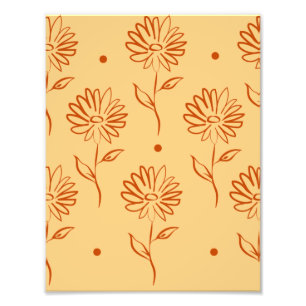 Sonnenblumenmuster in Orangebraun Fotodruck