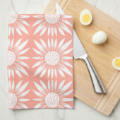 Sonnenblumenmuster Muster Rosa Weiß Geschirrtuch (Viertel Falte)