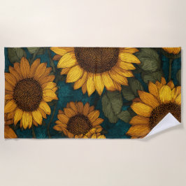 Sonnenblumenmuster – Sommerliche Blüten Strandtuch