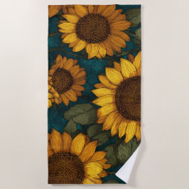 Sonnenblumenmuster – Sommerliche Blüten Strandtuch