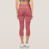 Sonnenblumenmuster - Viva Magenta Capri Leggings (Rückseite)