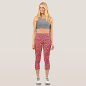 Sonnenblumenmuster - Viva Magenta Capri Leggings (Vorderseite)