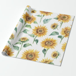 Sonnenblumenmuster Wasserfarbe Botanisch Geschenkpapier