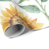 Sonnenblumenmuster Wasserfarbe Botanisch Geschenkpapier (Rolleneckpunkt)