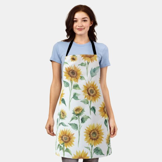 Sonnenblumenmuster Wasserfarbe Botanisch Schürze (Getragen)