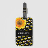 Sonnenblumenname für schwarze Hummeln Gepäckanhänger (Vorderseite Vertikal)