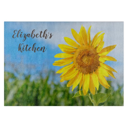 Sonnenblumenname Personalisiert Schneidebrett (Vorderseite)