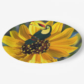 Sonnenblumenpapagewein-Teller Pappteller (Schrägansicht)