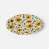 Sonnenblumenpapier und Party-Teller Pappteller (Schrägansicht)