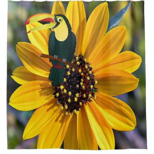 Sonnenblumenparrot Duschvorhang (Vorderseite)