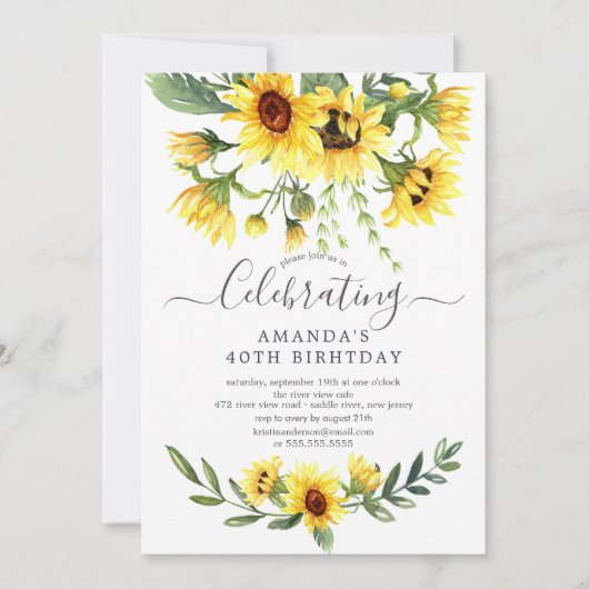 Sonnenblumenpartys im Wasser Einladung (Vorderseite)