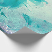 Sonnenblumenpastellgelb Aquamarin Vintag antike Geschenkpapier (Ecke)