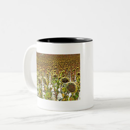Sonnenblumenpfanne Zweifarbige Tasse (Vorderseite Links)