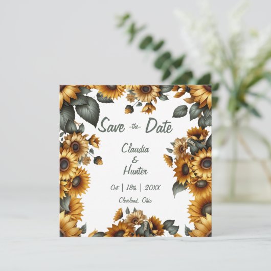 Sonnenblumenpflaster Save the Date (Stehend Vorderseite)