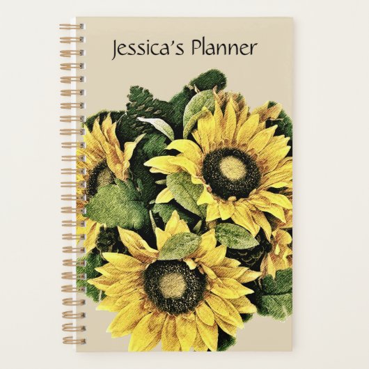 Sonnenblumenplaner 5,5" x 8,5" - Personalisiert Planer (Vorderseite)