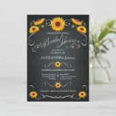 Sonnenblumenplatte Brautparty Vintag Einladung (Stehend Vorderseite)