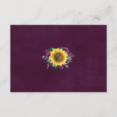 Sonnenblumenplatte Lila Rose Hochzeitsunterkünfte Begleitkarte (Rückseite)