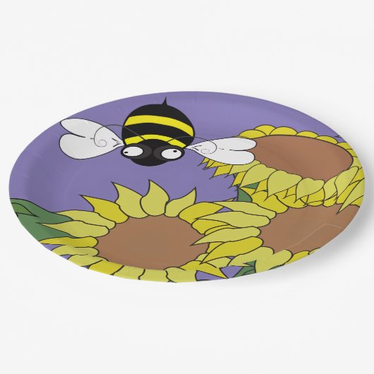 Sonnenblumenplatte Party Pappteller (Schrägansicht)