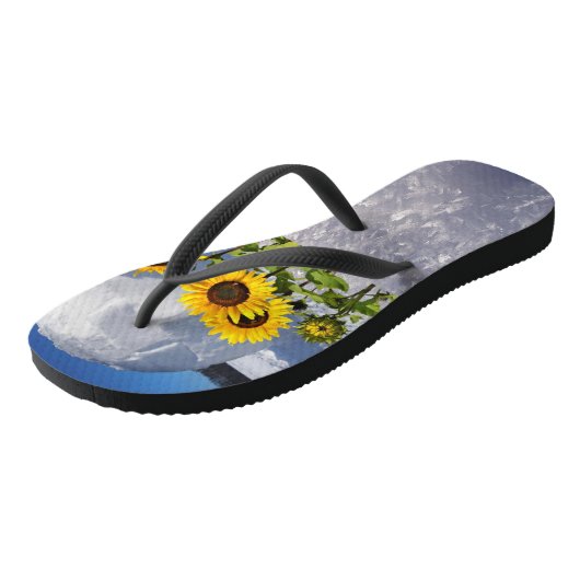 Sonnenblumenpolar Flip Flops Badesandalen (Schrägansicht)