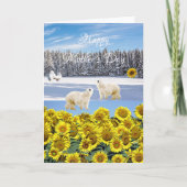 Sonnenblumenpolarbär Faltkarte Karte (Vorderseite)