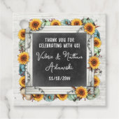 Sonnenblumenpumpen Rustikale Chalkboard-Farm Hochz Geschenkanhänger (Vorderseite)