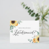 Sonnenblumenpumpen werden Sie meine Bridesmaid-Kar Postkarte (Stehend Vorderseite)