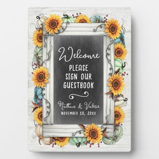 Sonnenblumenpumpenfallen-Farm Hochzeitshaus Gästeb Fotoplatte (Vorderseite)