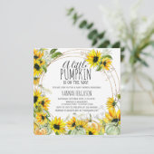 Sonnenblumenpumpengeschlecht Neutrale Babydusche Einladung (Stehend Vorderseite)